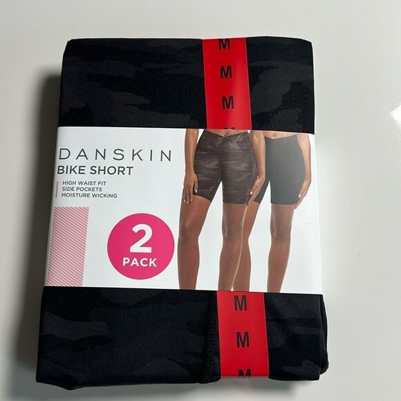 Danskin Women’s High Waist Fit Bike Short 2 Pack - Picture 1 of 8